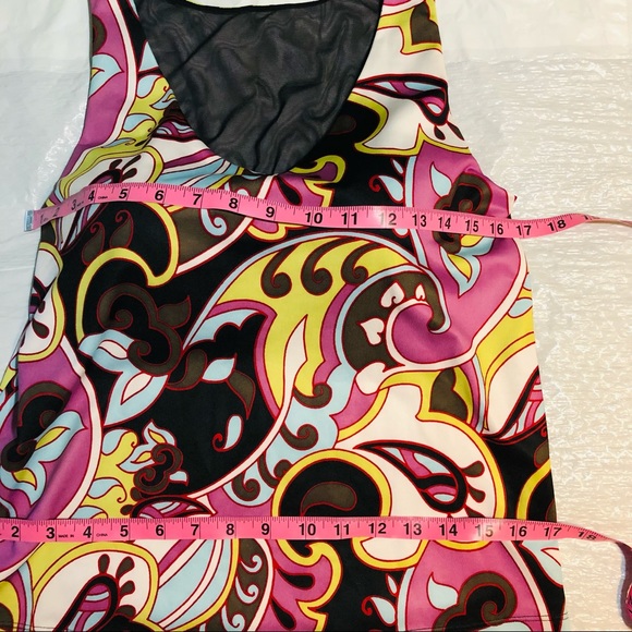 Athleta paisley swimwear top Tankini top only attached bra pull on style Sz Sm - Picture 6 of 16